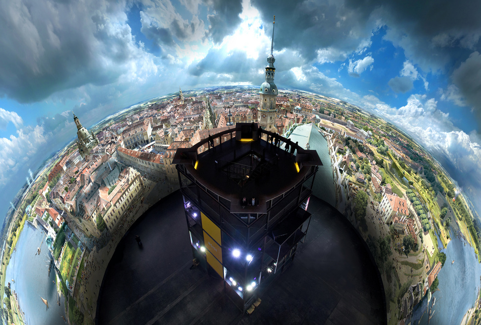 Dresden im Barock in der Vogelperspektive