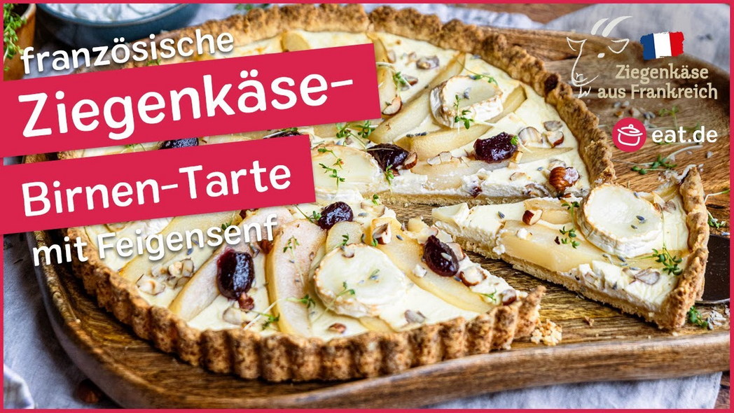 Französische Ziegenkäse-Birnen-Tarte mit Feigensenf | REZEPT | eat.de