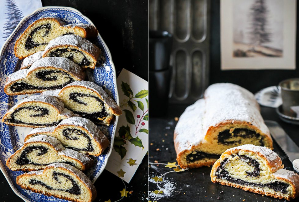 Aufgeschnittener Mohnstollen